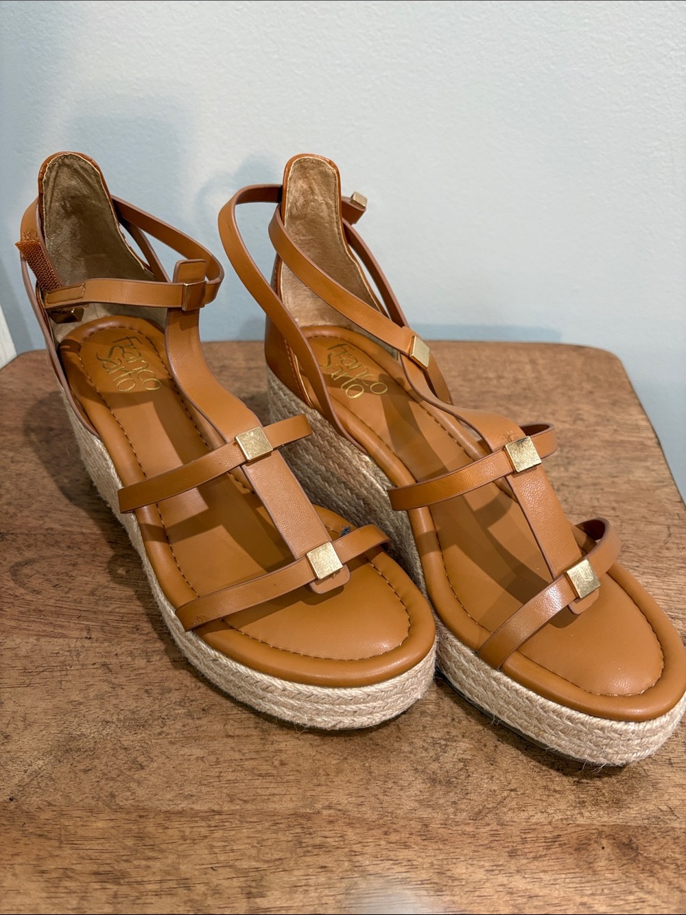 Franco Sarto Women's Tan Espadrille Wedge Sandals